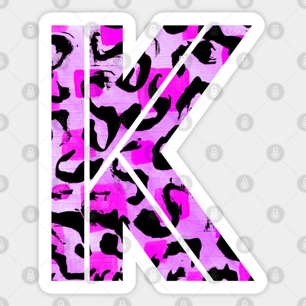 Abstract Letter K Watercolour Leopard Print Alphabet Sticker by Squeeb Creative